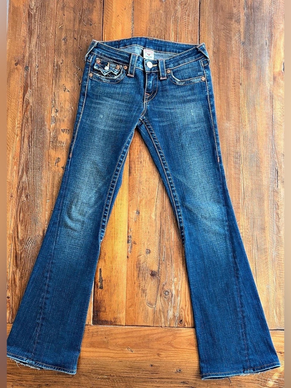True Religion Joey Low Rise Flare Jeans Blue Waist 26